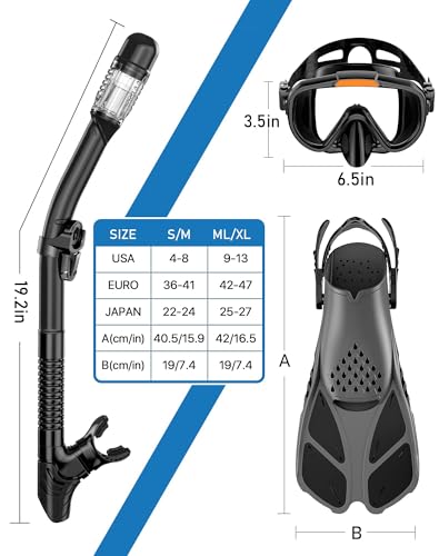 4-in-1 Adult Snorkel Set with Mask, Fins and Travel Bag