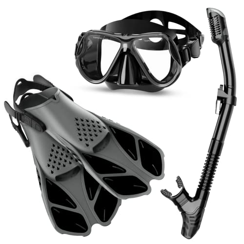 Adult Snorkel Set with Mask, Fins and Travel Bag
