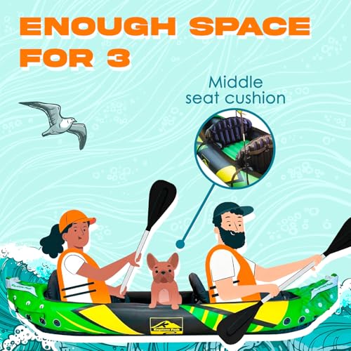 Inflatable 2 Person Kayak with Sun Canopy and Adjustable Seats