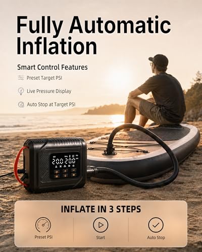 Electric Paddle Board Pump, 20 PSI SUP Pump with Auto-Off