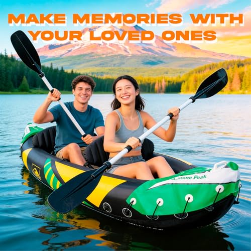 Inflatable 2 Person Kayak with Sun Canopy and Adjustable Seats