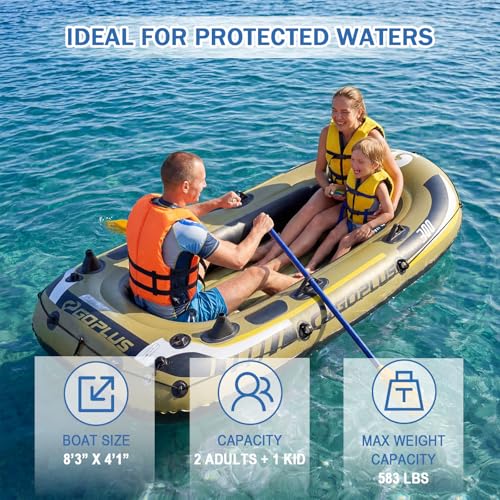 Inflatable Fishing Boat Set with Oars, Seats and Motor Mount