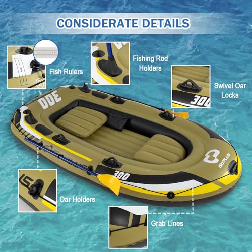 Inflatable Fishing Boat Set with Oars, Seats and Motor Mount