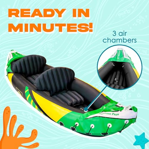 Inflatable 2 Person Kayak with Sun Canopy and Adjustable Seats