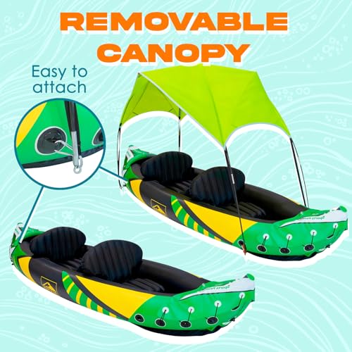 Inflatable 2 Person Kayak with Sun Canopy and Adjustable Seats