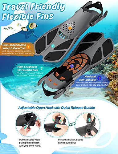Adult Snorkel Set with Mask, Fins and Travel Bag