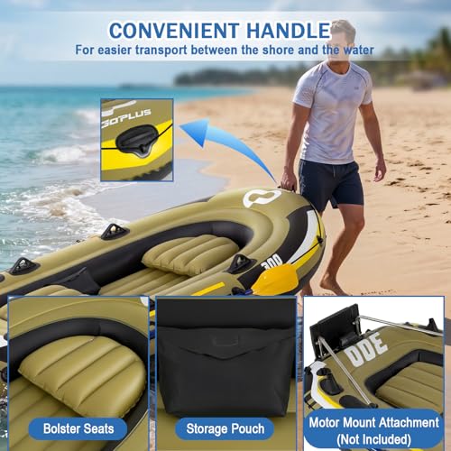 Inflatable Fishing Boat Set with Oars, Seats and Motor Mount