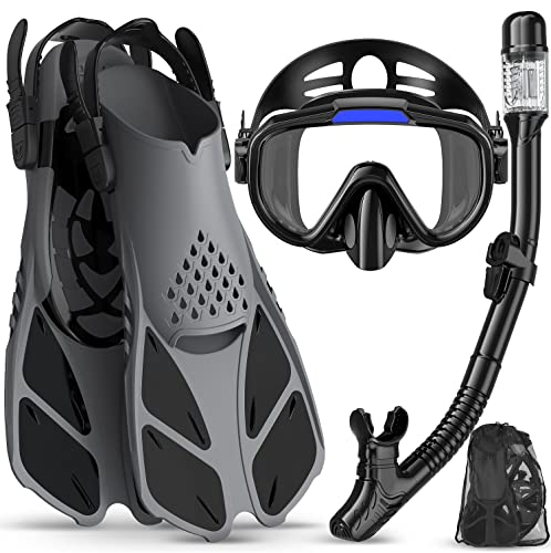 4-in-1 Adult Snorkel Set with Mask, Fins and Travel Bag
