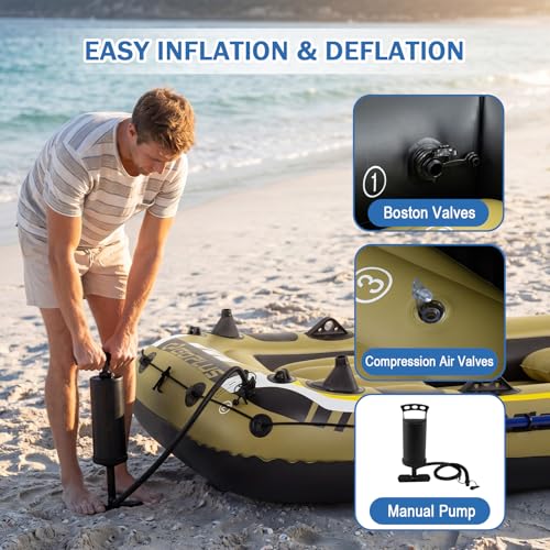 Inflatable Fishing Boat Set with Oars, Seats and Motor Mount