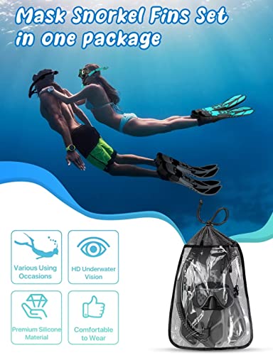 Adult Snorkel Set with Mask, Fins and Travel Bag