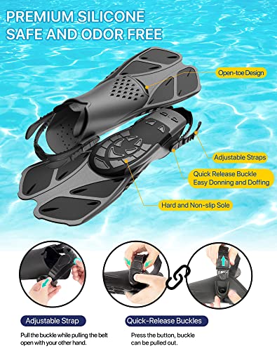 4-in-1 Adult Snorkel Set with Mask, Fins and Travel Bag