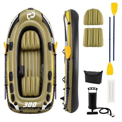 Inflatable Fishing Boat Set with Oars, Seats and Motor Mount