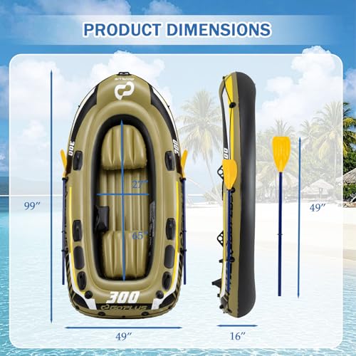 Inflatable Fishing Boat Set with Oars, Seats and Motor Mount