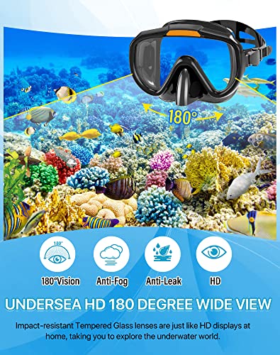 4-in-1 Adult Snorkel Set with Mask, Fins and Travel Bag
