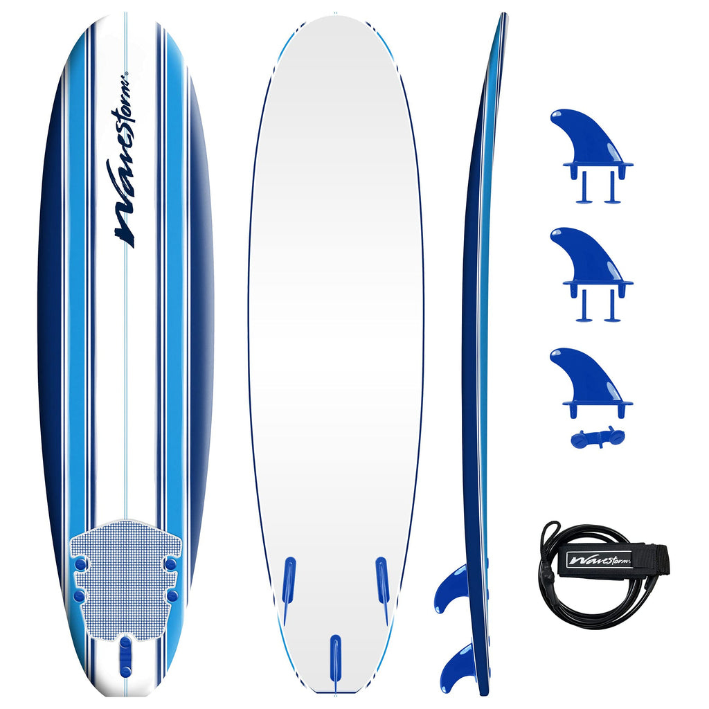7ft Soft Top Surfboard Set with Leash and Fins for Beginners