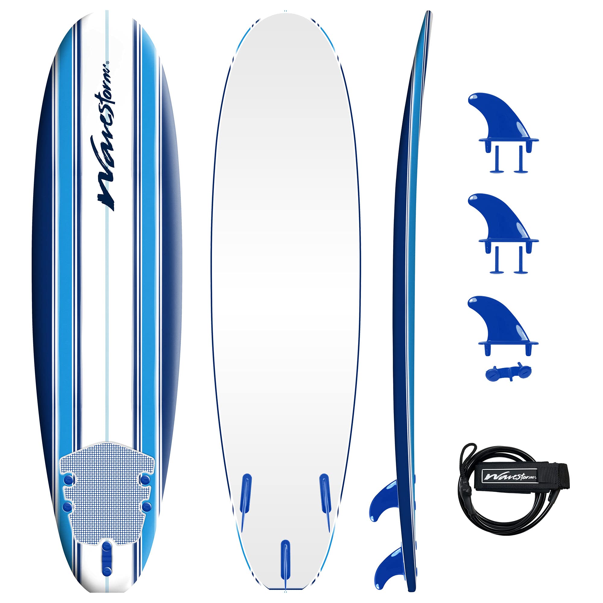 7ft Soft Top Surfboard Set with Leash and Fins for Beginners