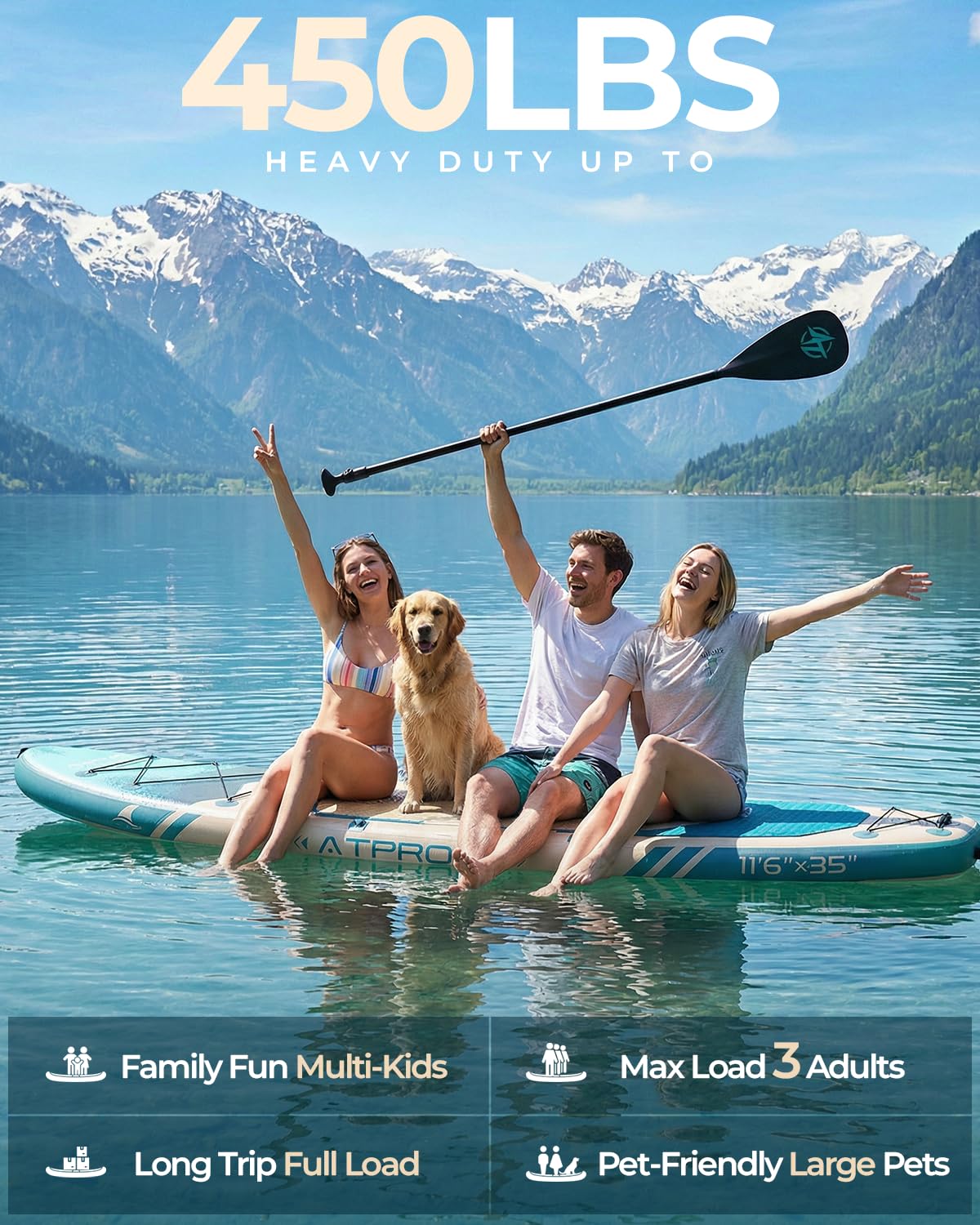 Inflatable Stand Up Paddle Board with Accessories and Stable Deck
