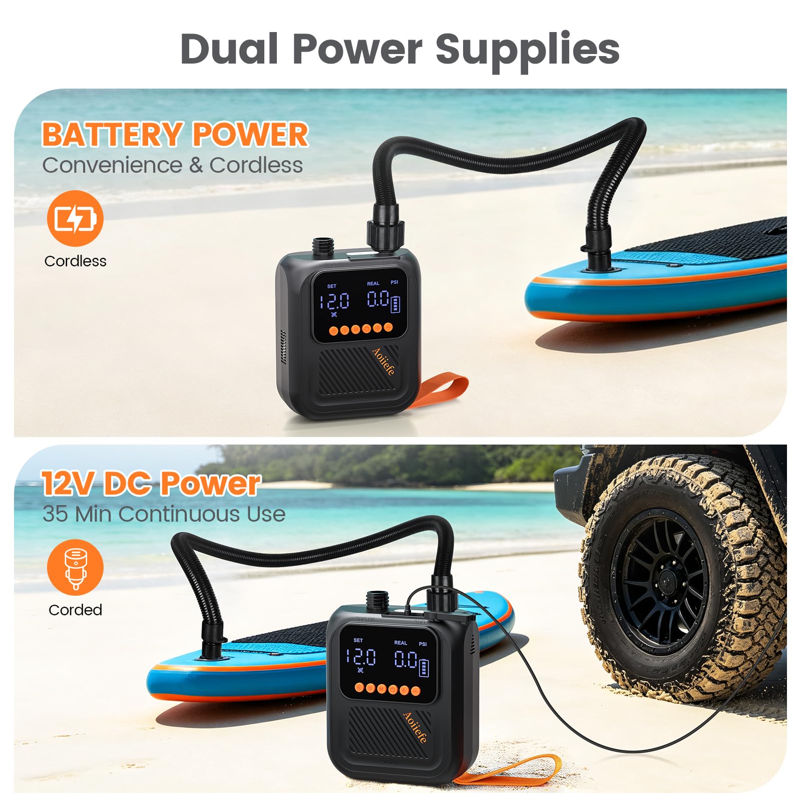 Rechargeable Electric SUP Pump with Dual Stage Inflation Function