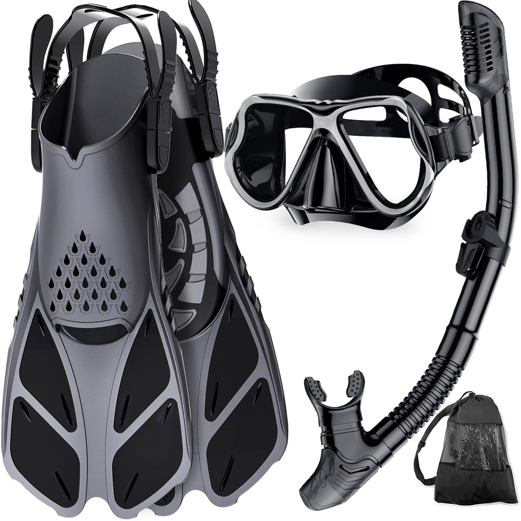 Adult Snorkel Set with Mask, Fins and Travel Bag