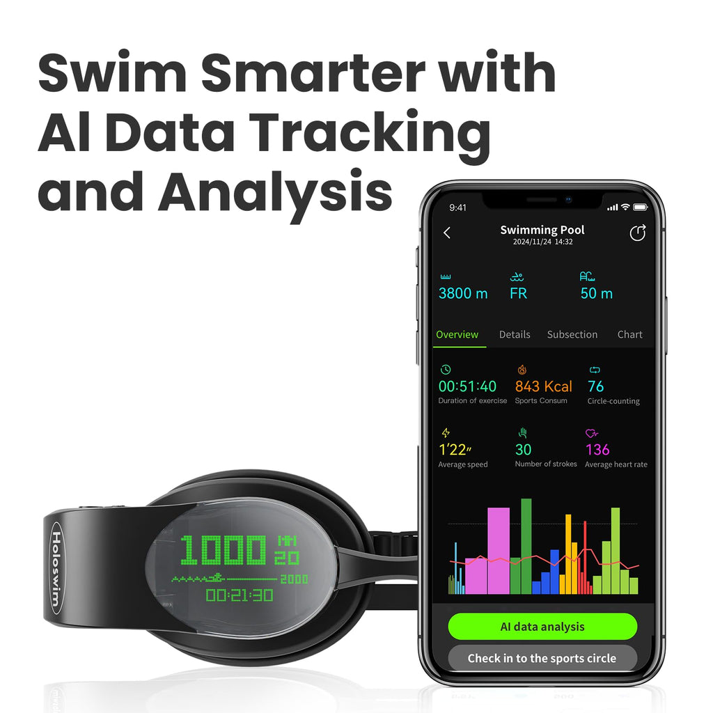 Smart AR Swim Goggles with Real-Time Display and Training Data