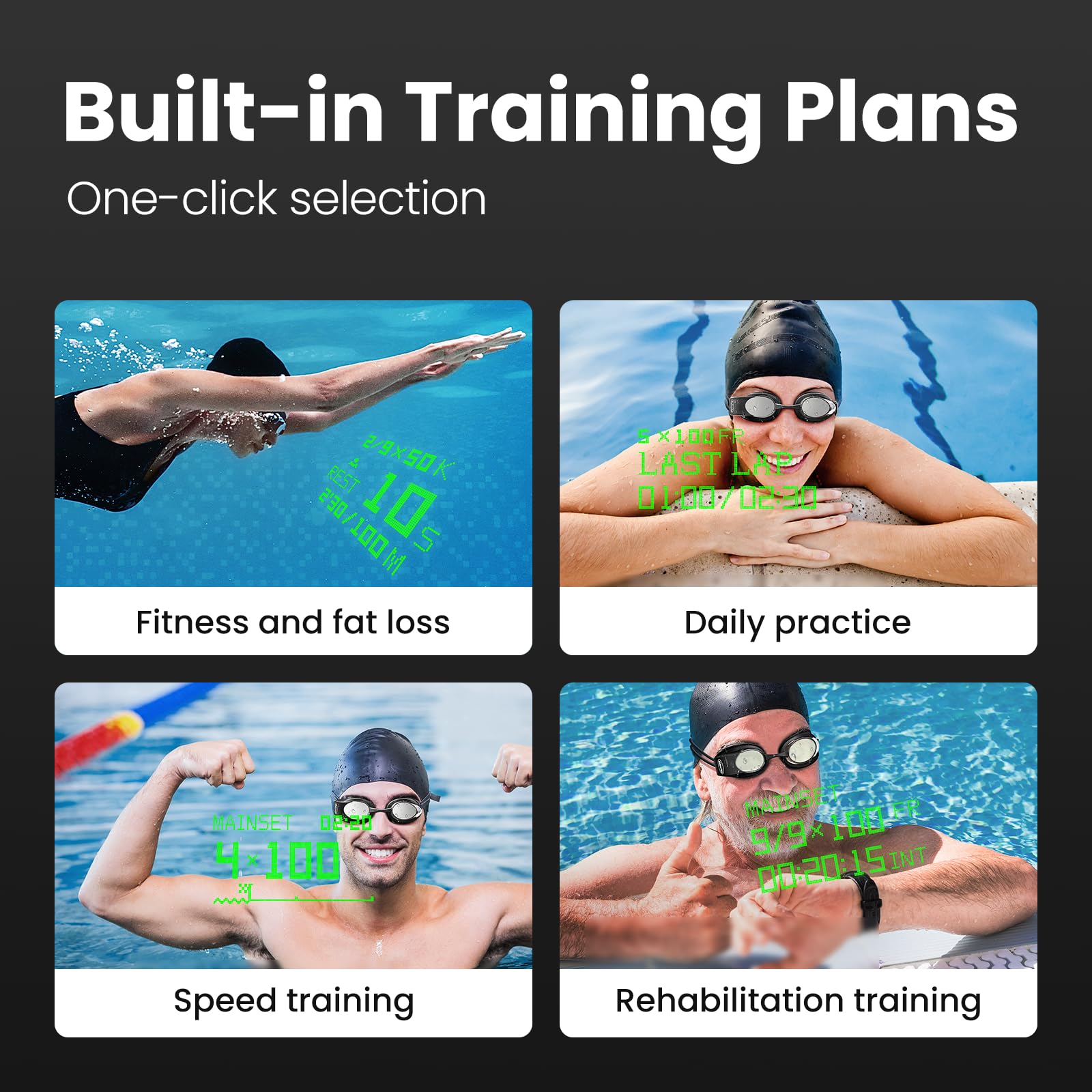 Smart AR Swim Goggles with Real-Time Display and Training Data