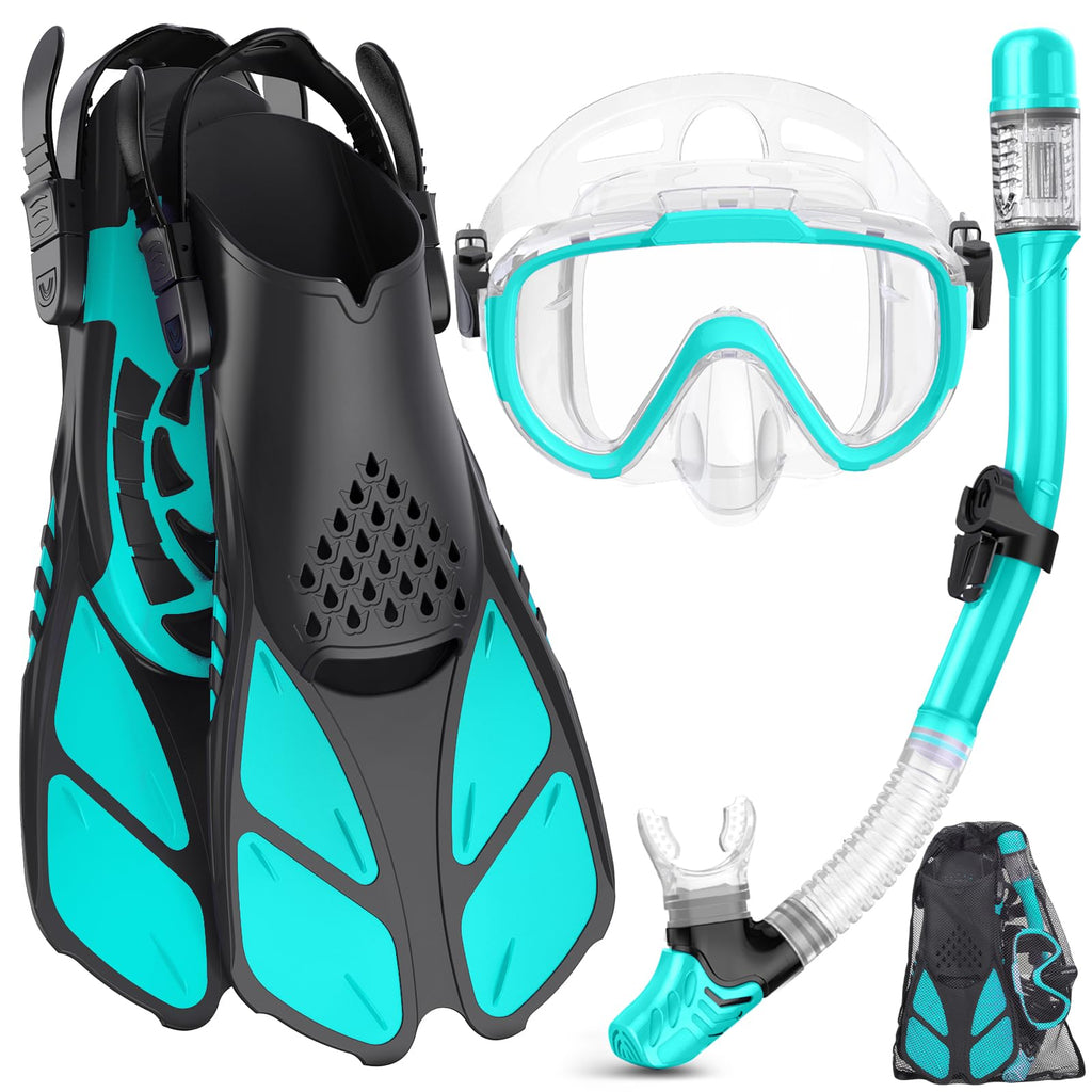 4-in-1 Adult Snorkel Set with Mask, Fins and Travel Bag
