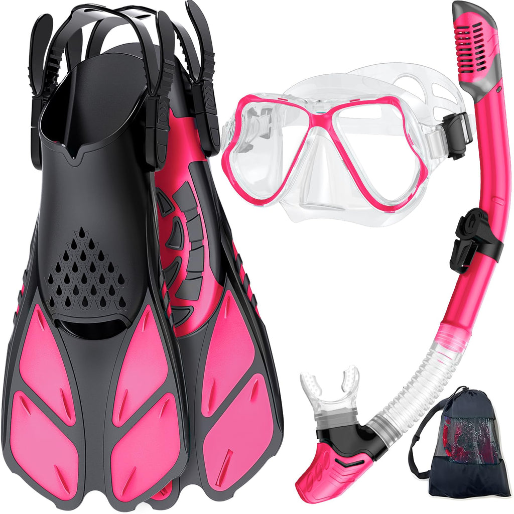 Adult Snorkel Set with Mask, Fins and Travel Bag