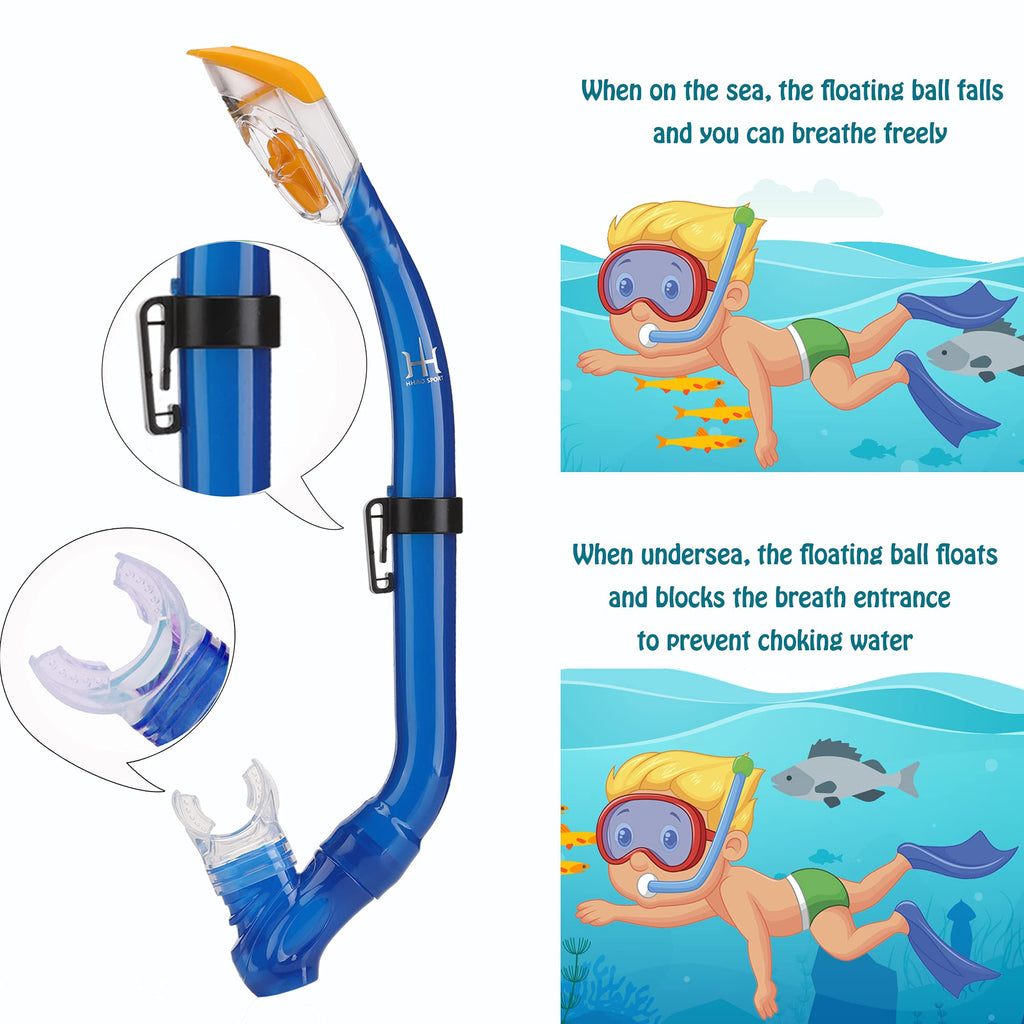Kids Snorkel Set with Mask, Fins and Mesh Carry Bag