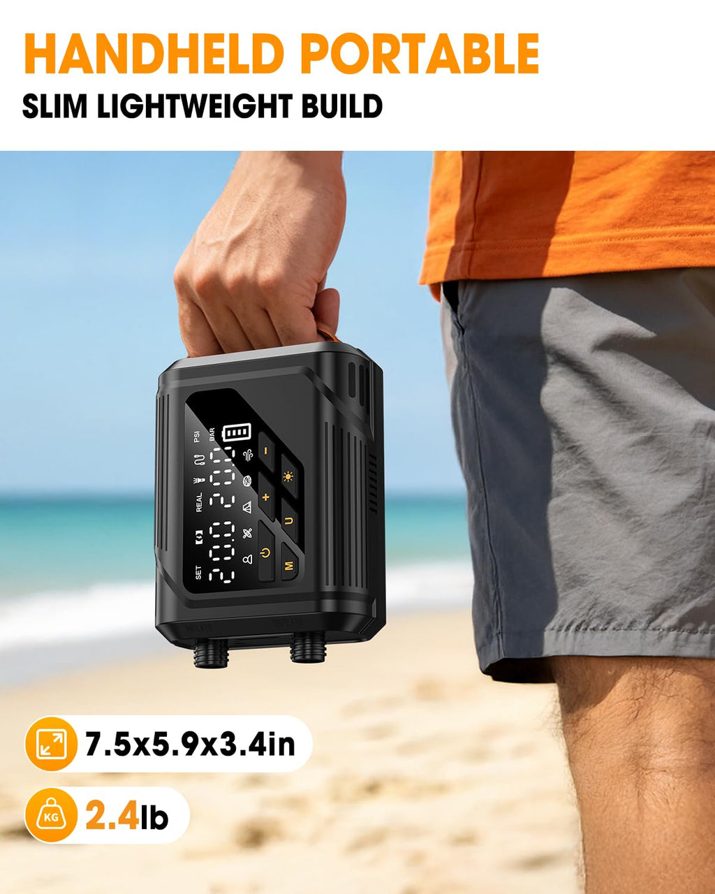 Rechargeable Electric SUP Pump with Auto-Off and Dual Stage Inflation