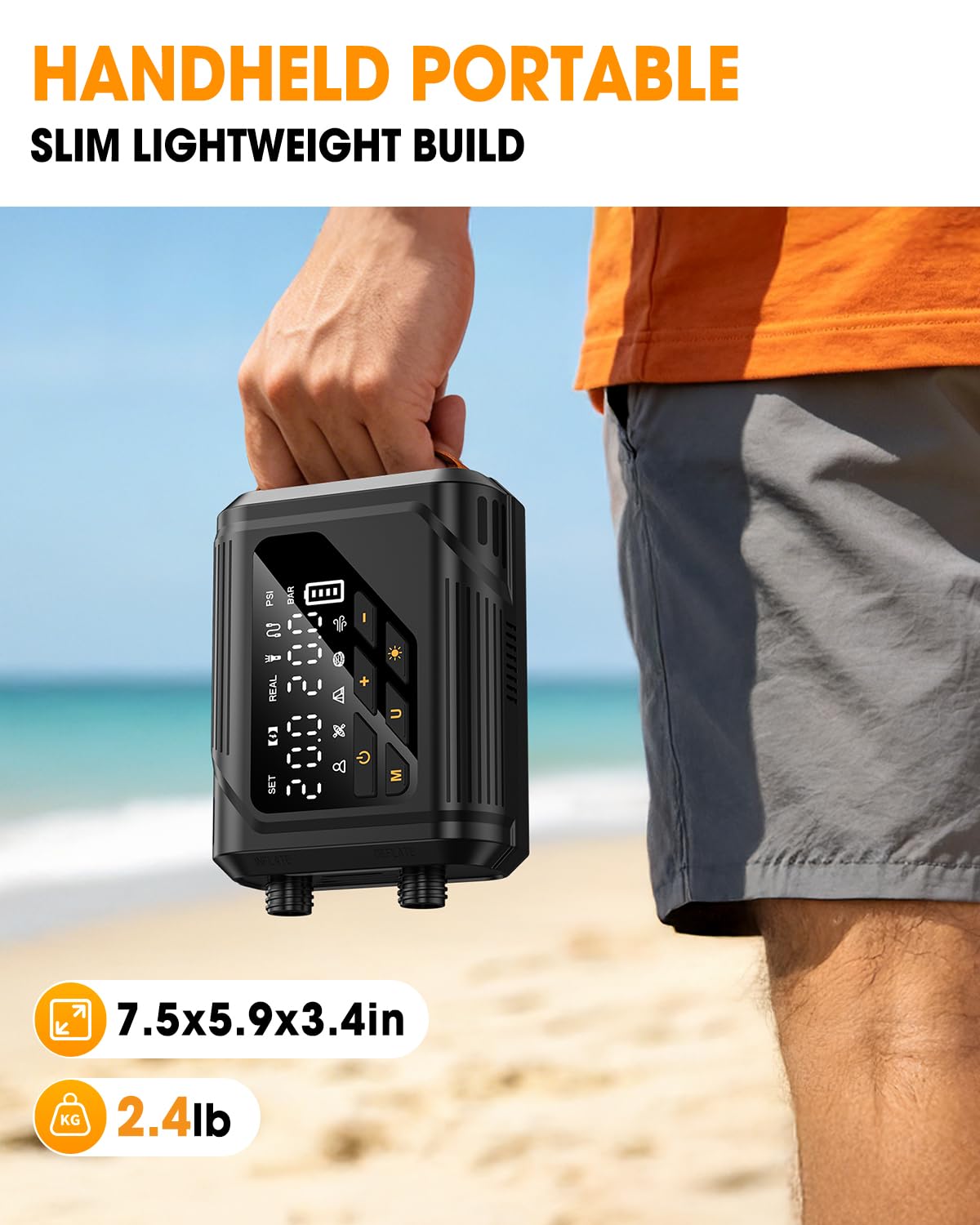 Rechargeable Electric SUP Pump with Auto-Off and Dual Stage Inflation