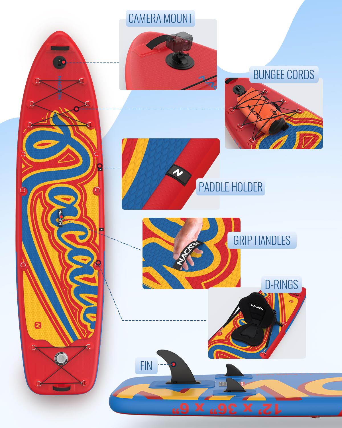 Inflatable Stand Up Paddle Board with Seat, Paddle and Pump
