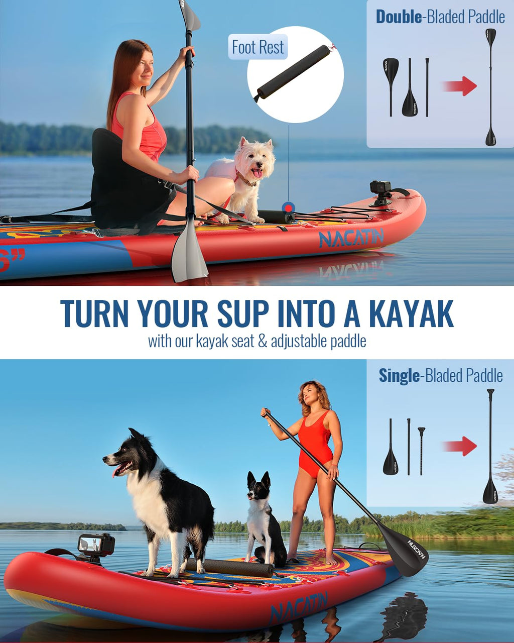 Inflatable Stand Up Paddle Board with Seat, Paddle and Pump