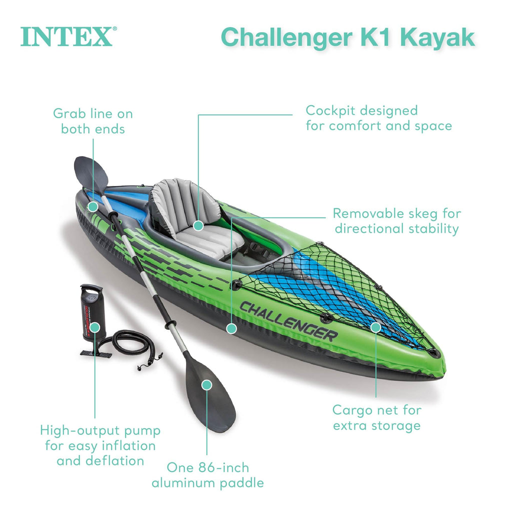 Inflatable Kayak Set with Paddles, Pump and Adjustable Backrest Seat