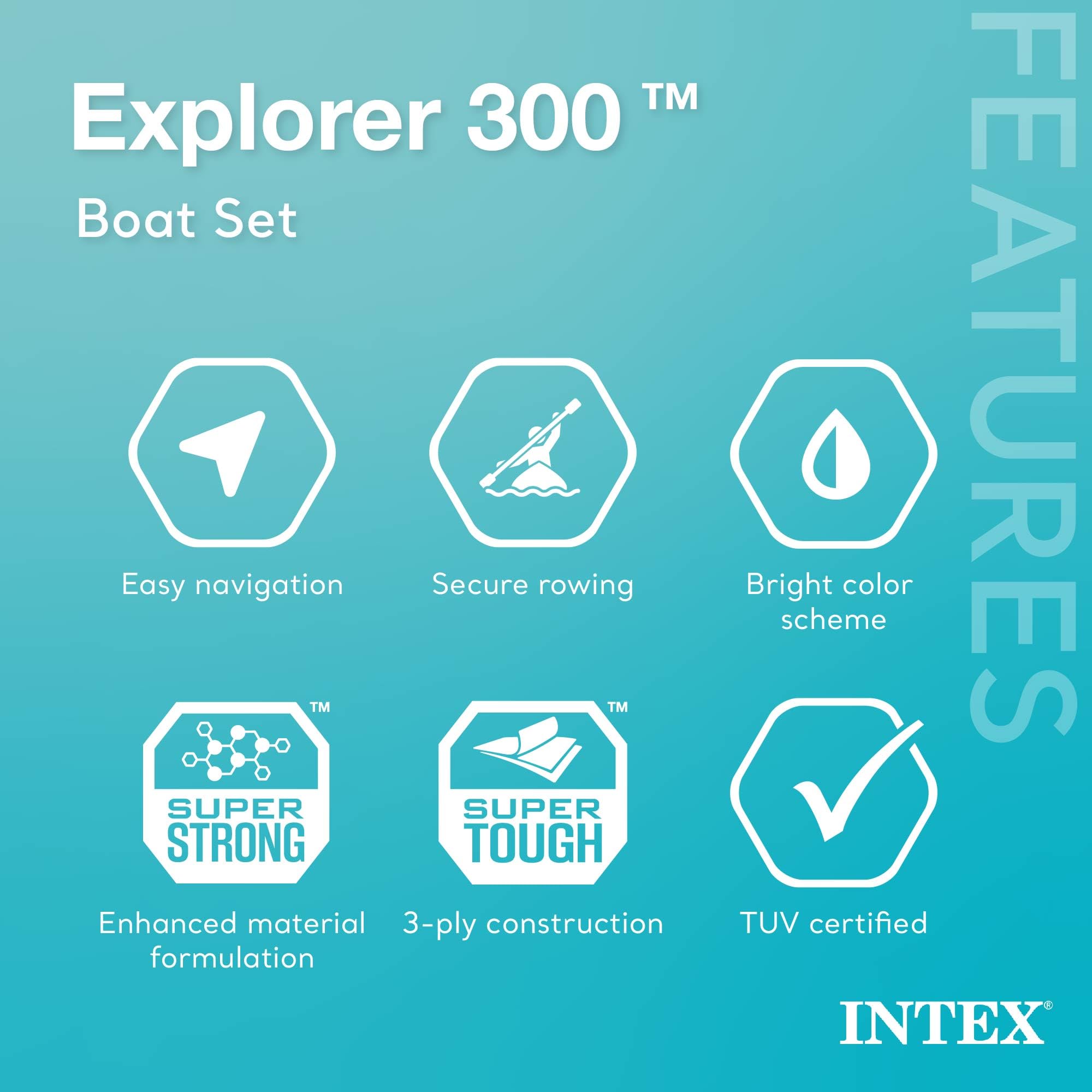INTEX Explorer 300 Kiddie Inflatable Boat Set with Oars and Pump, 2-Pack