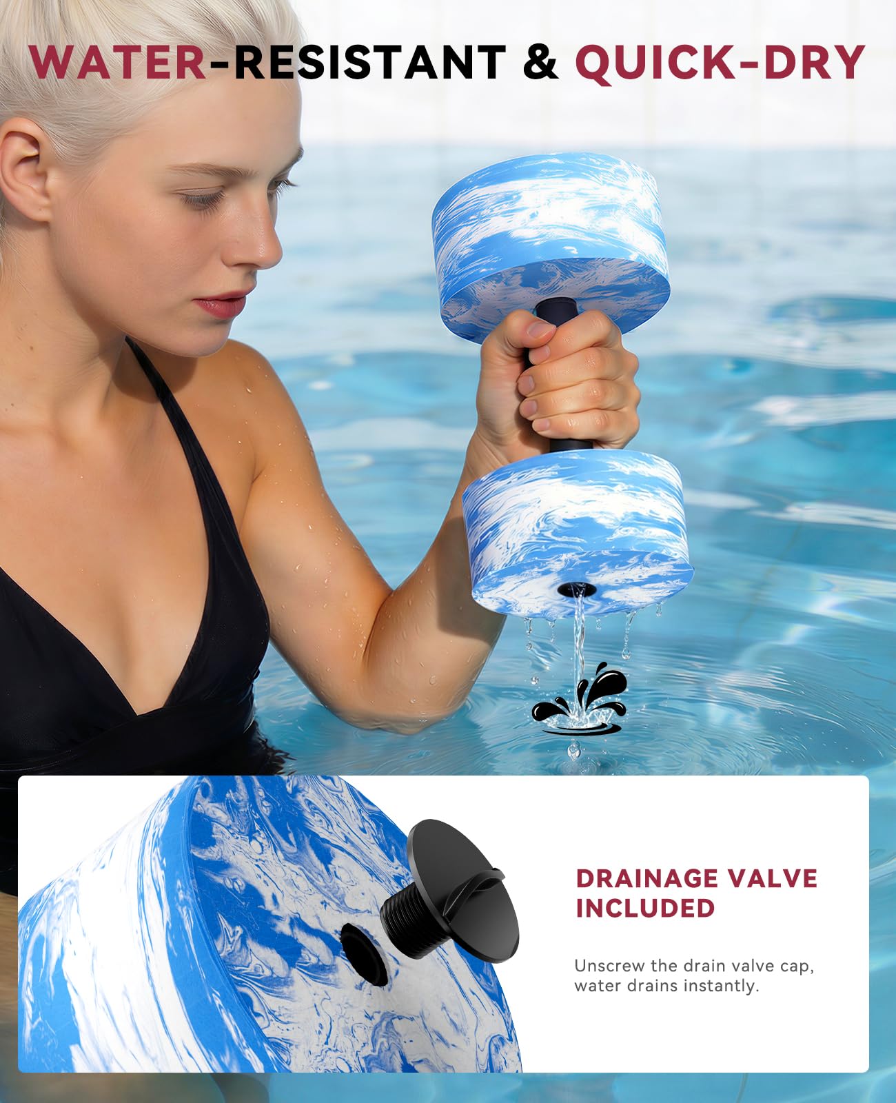 Adjustable Water Dumbbells for Pool Exercise and Aquatic Training