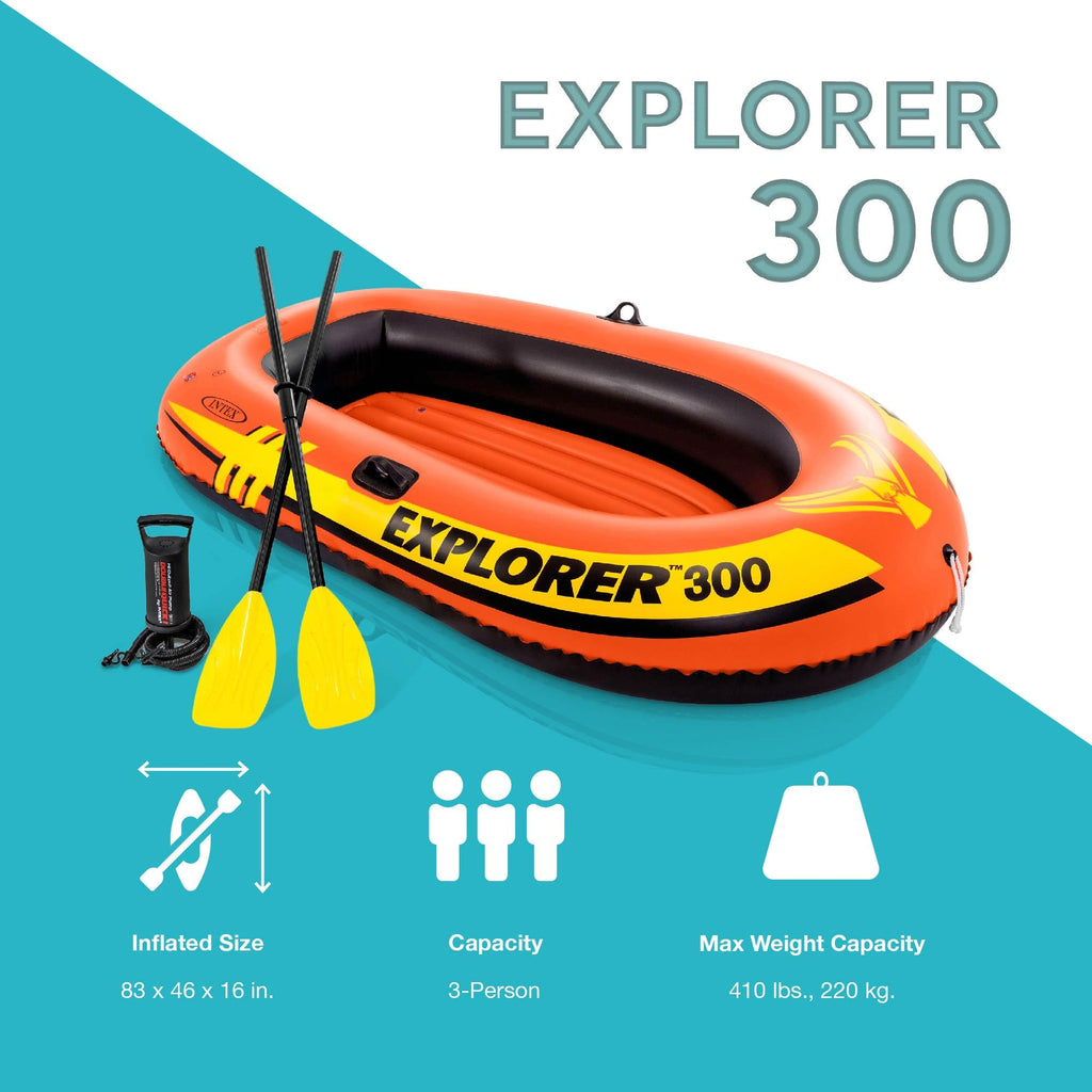 INTEX Explorer 300 Kiddie Inflatable Boat Set with Oars and Pump, 2-Pack