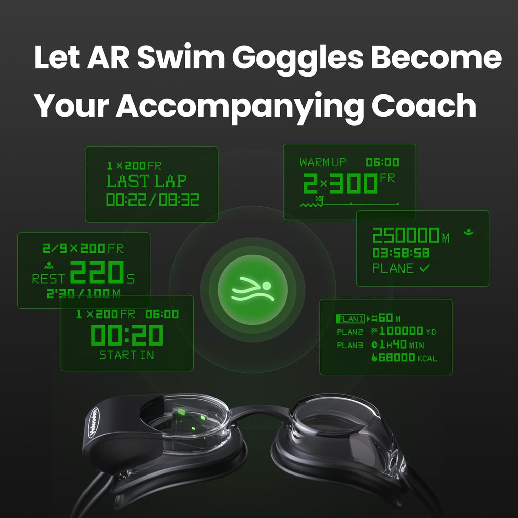 Smart Swim Goggles with AR Display and Training Data Tracking