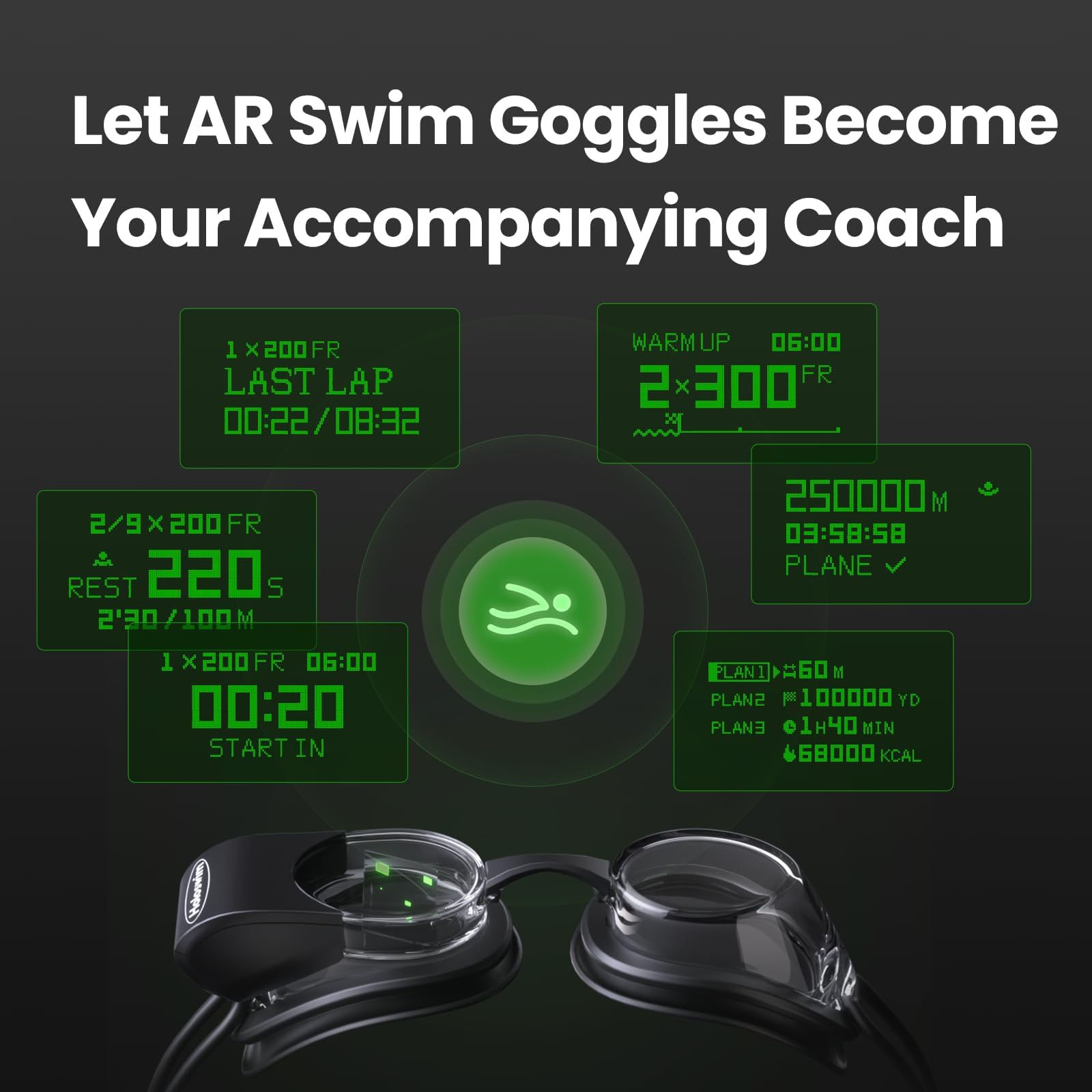 Smart Swim Goggles with AR Display and Training Data Tracking