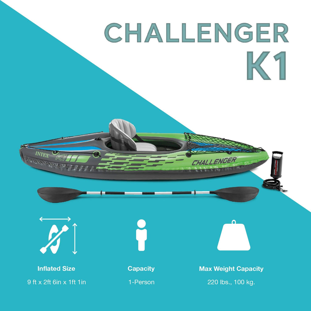 Inflatable Kayak Set with Paddles, Pump and Adjustable Backrest Seat