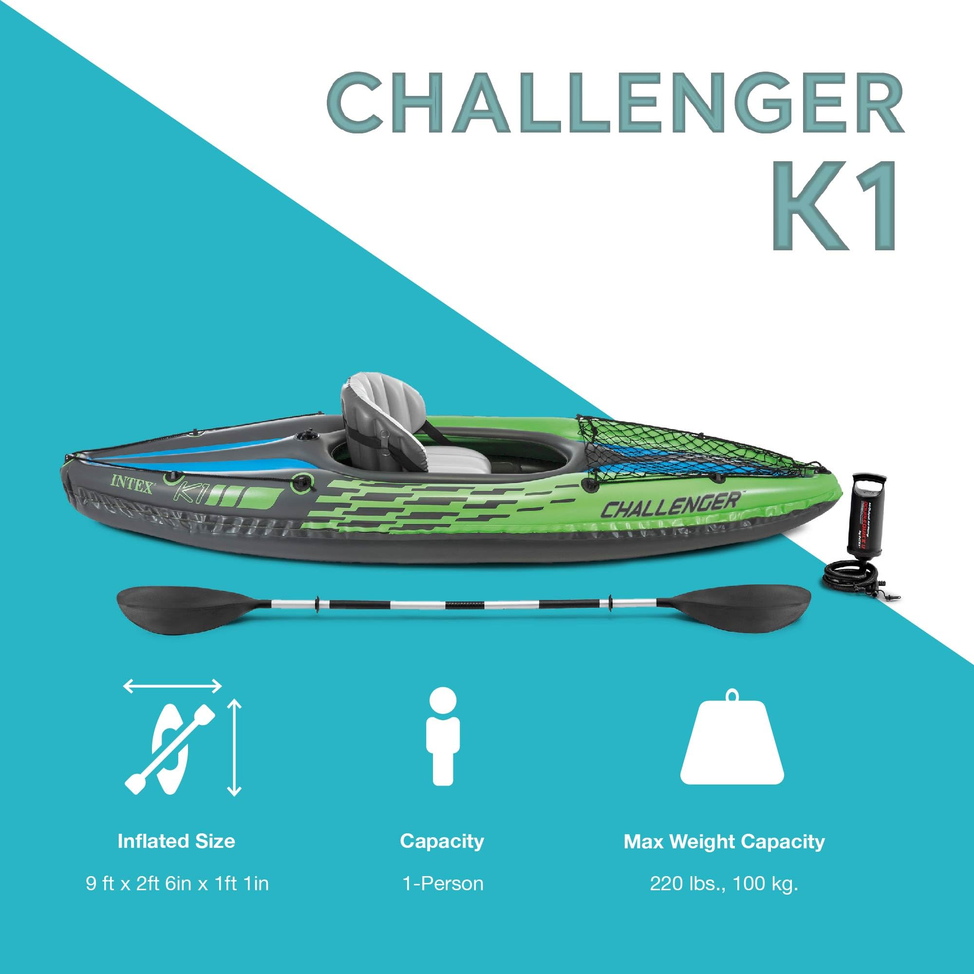 Inflatable Kayak Set with Paddles, Pump and Adjustable Backrest Seat