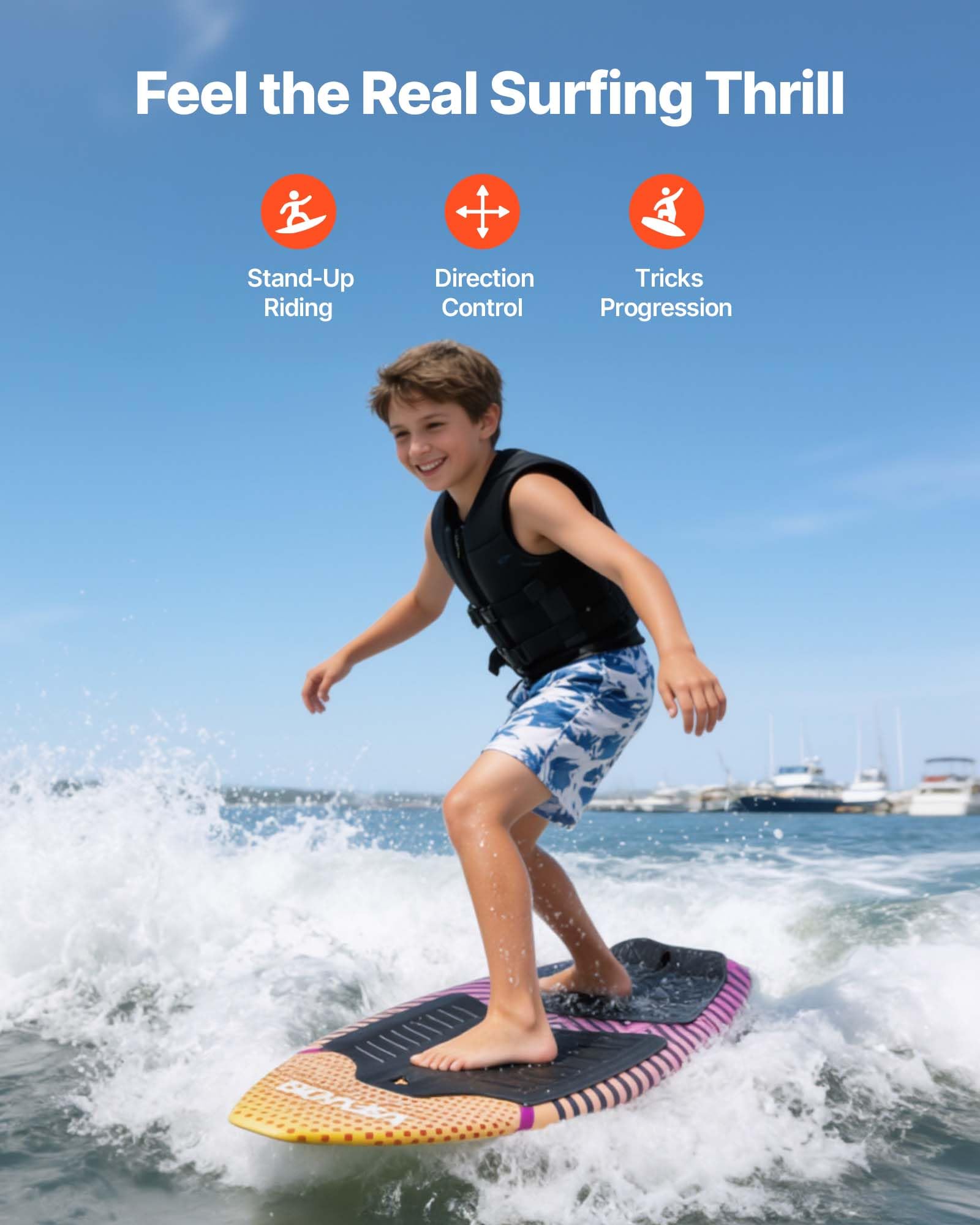 45 Inch Wakesurf Board with EVA Non-Slip Pad for Youth Riders