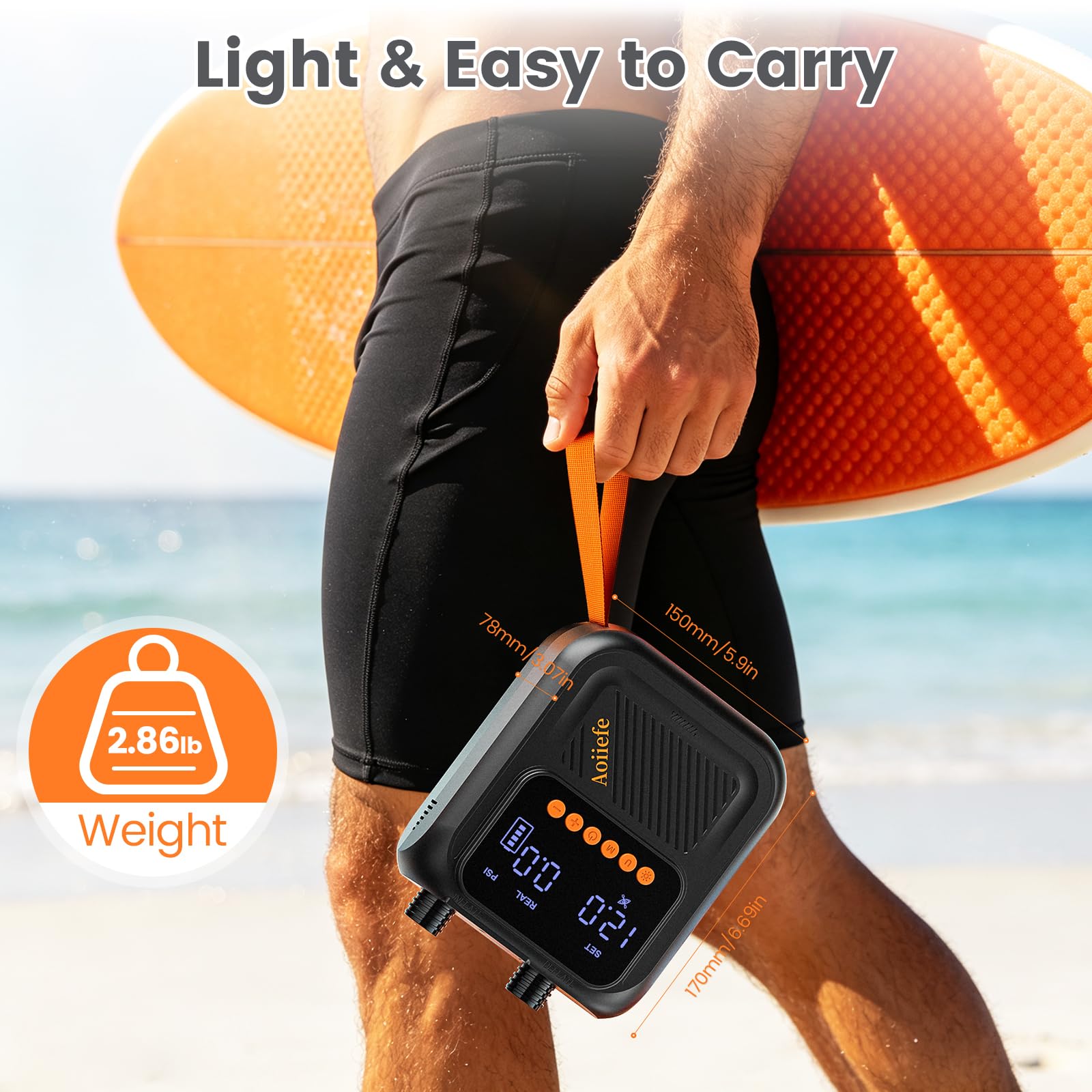 Rechargeable Electric SUP Pump with Dual Stage Inflation Function