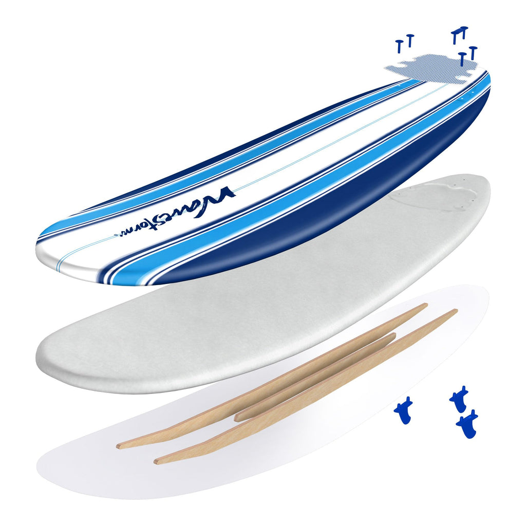 7ft Soft Top Surfboard Set with Leash and Fins for Beginners
