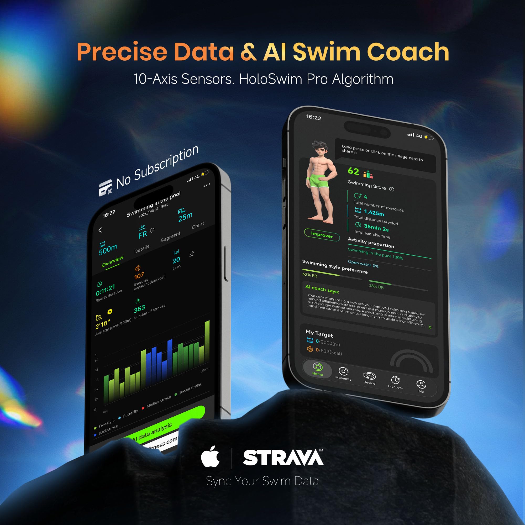 Smart AR Swim Goggles with GPS and Training Data Tracking