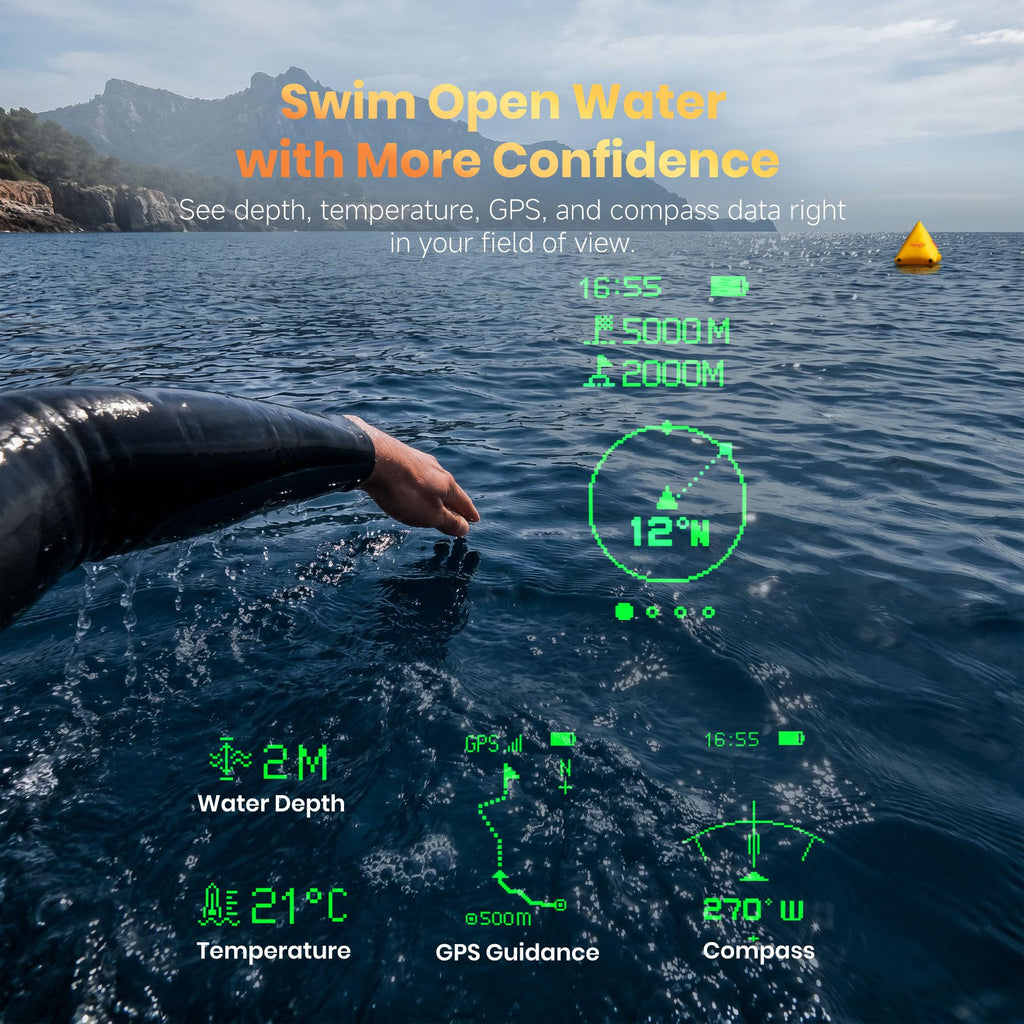 Smart AR Swim Goggles with GPS and Training Data Tracking