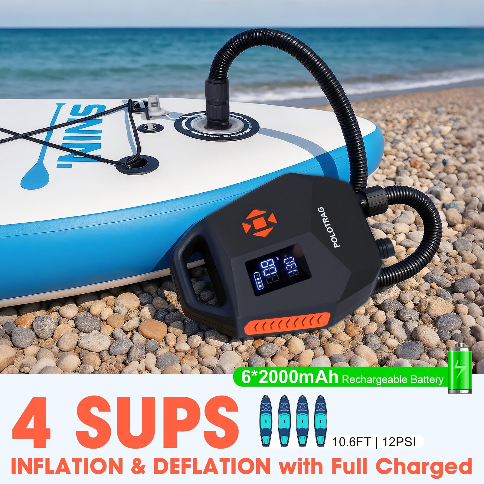 Rechargeable Electric Paddle Board Pump with Auto-Off Function