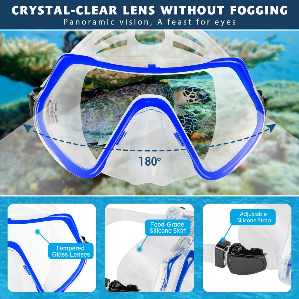 Adult Snorkel Set with Mask, Fins and Travel Bag