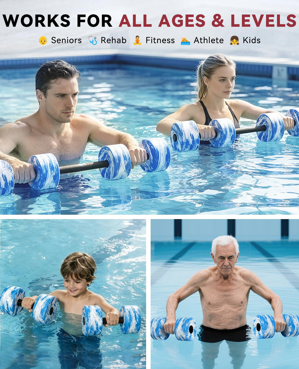 Adjustable Water Dumbbells for Pool Exercise and Aquatic Training
