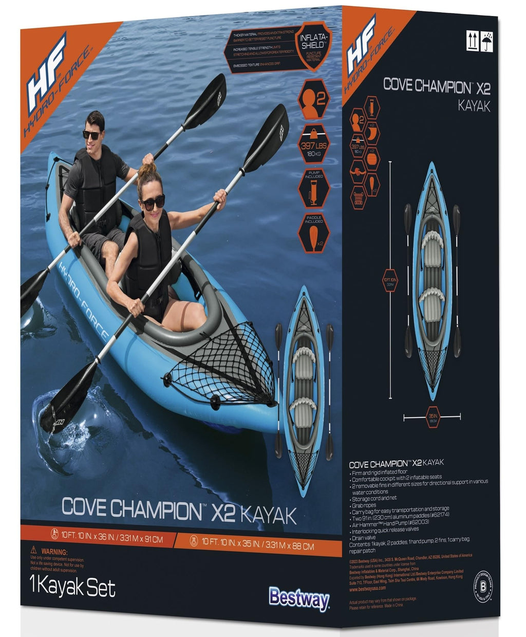 Inflatable Kayak Set with Seat, Paddle, Pump and Carry Bag