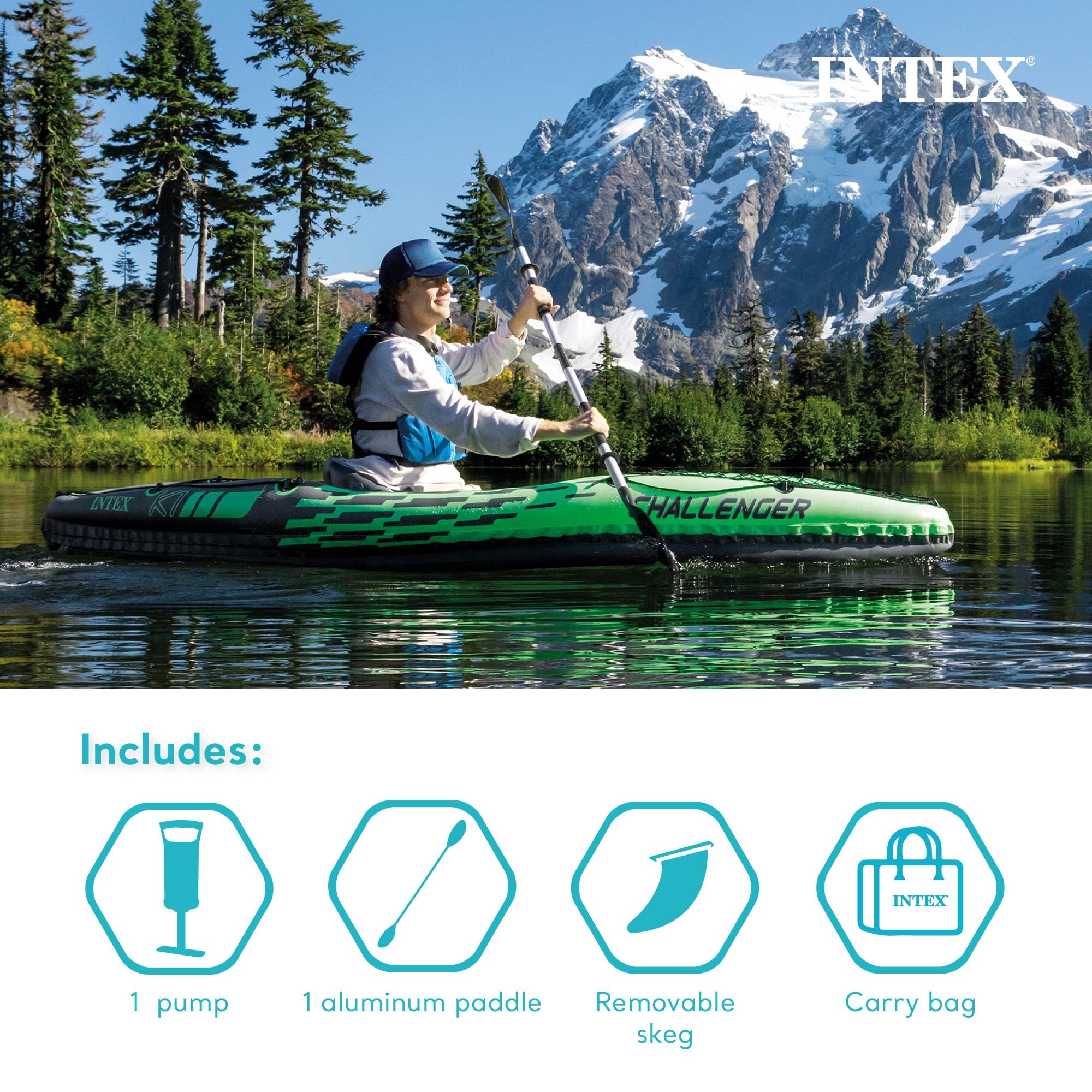 Inflatable Kayak Set with Paddles, Pump and Adjustable Backrest Seat